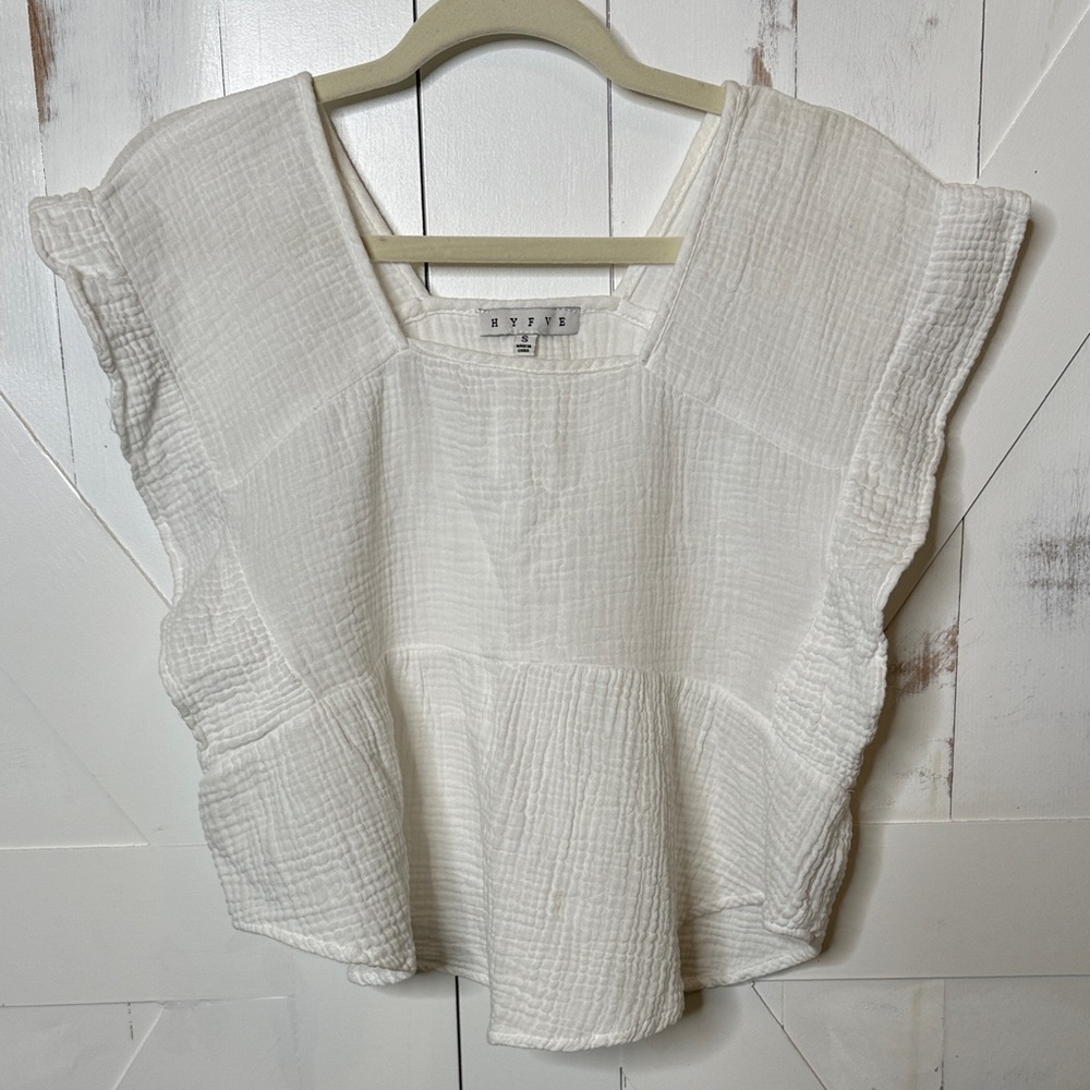HYFVE White Gauze Flutter Sleeve Blouse